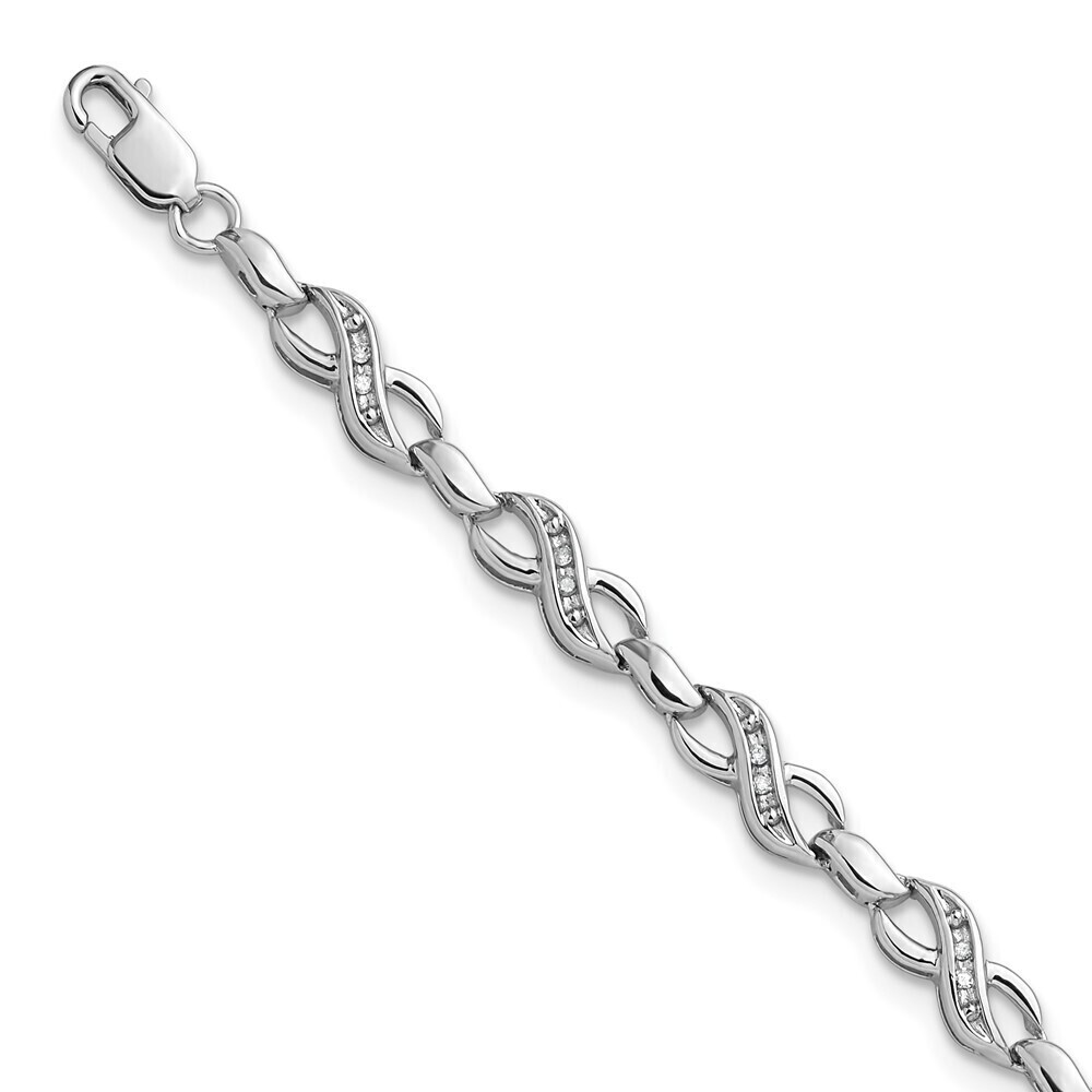 Kazi Luxury Sterling Silver Rhodium-plated Diam. Infinity Symbol Bracelet